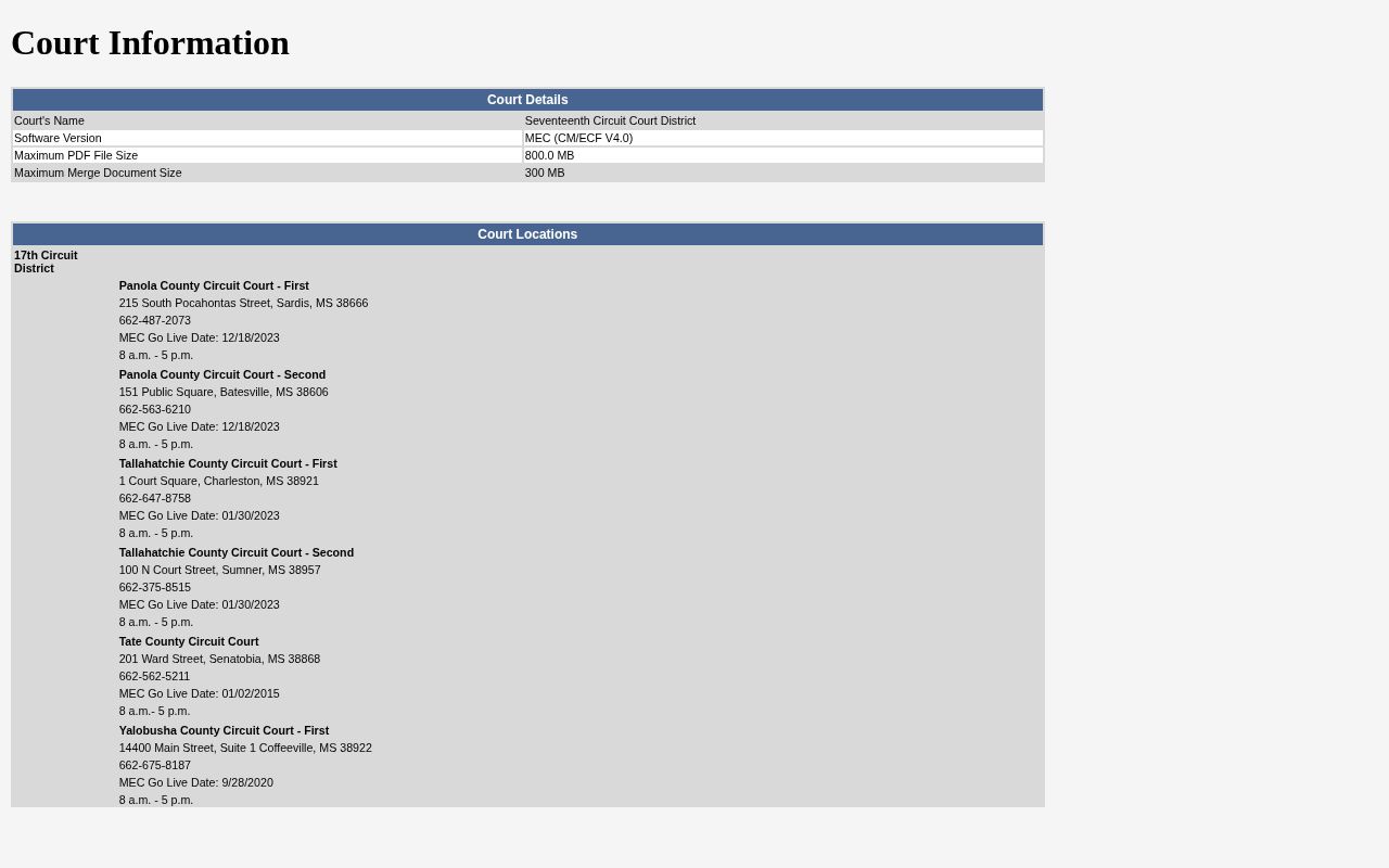 Panola County warrant record confirmation through Seventeenth Circuit court information
